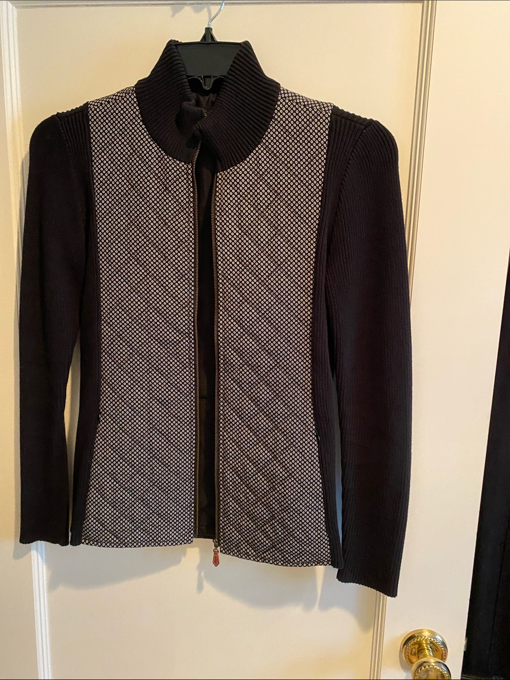 Black & White Zip Knit Blazer Jacket